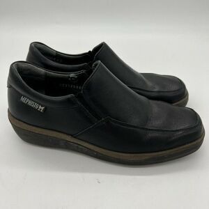 MEPHISTO Black Leather WEDGE LOAFERS Slip On SHOES Women’s 7